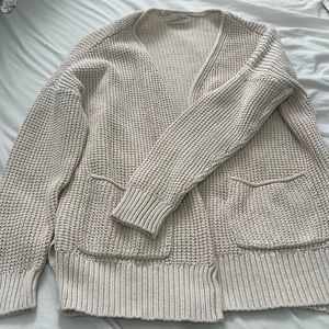 Cream Knit Open Cardigan